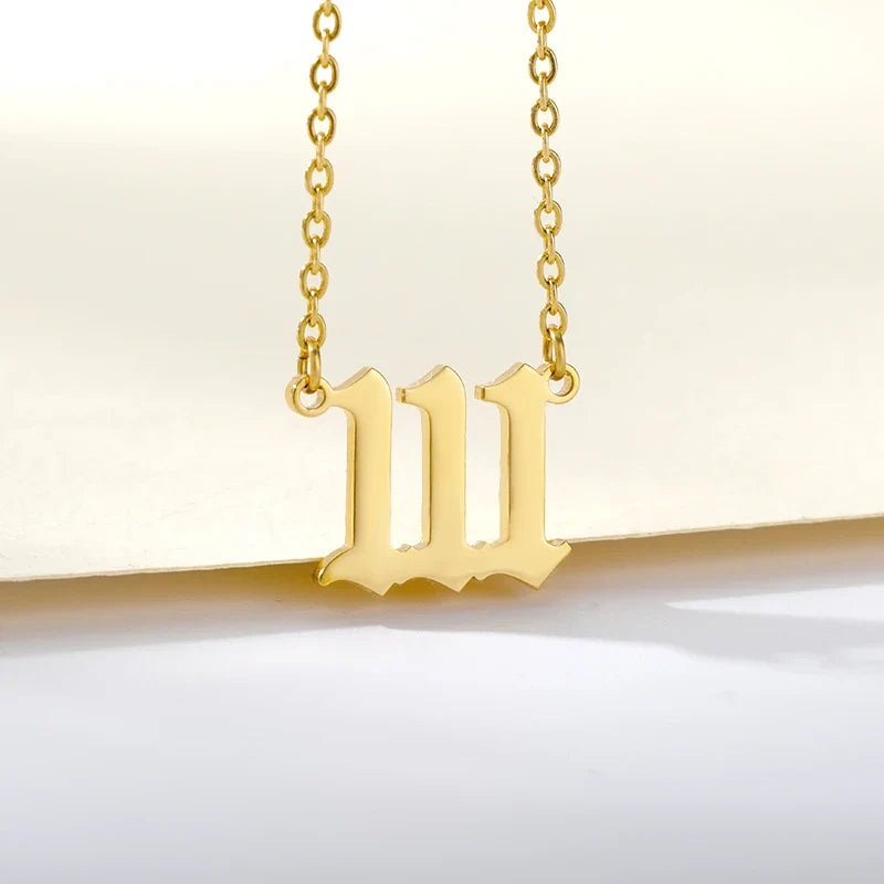 777 Angel Number Necklaces For Women Stainless Steel Couple Necklace Goth Chains Collar Choker Vintage Jewelry Aesthetic