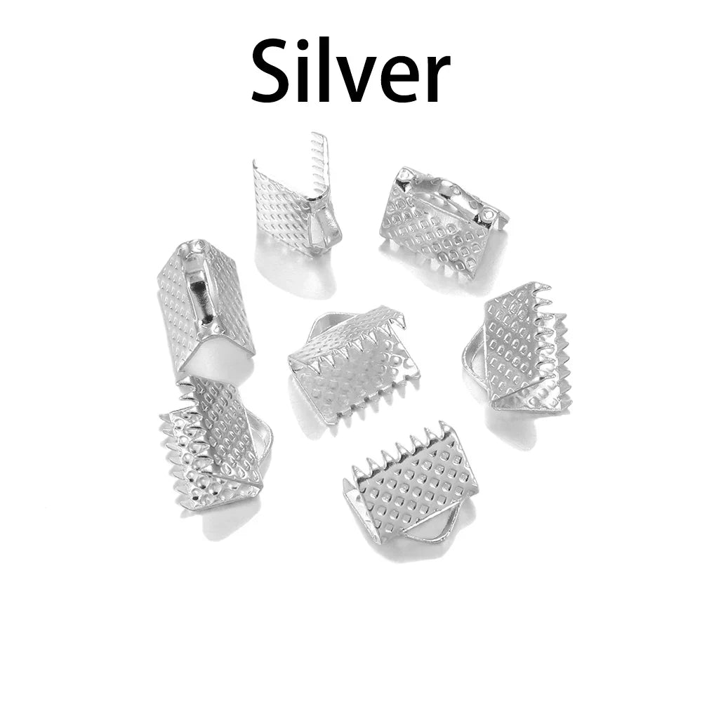 50pcs/lot Crimp Beads Cove Clasps Cord Leather Clip Necklace Bracelet Connectors End Caps For DIY Jewelry Findings Supplies