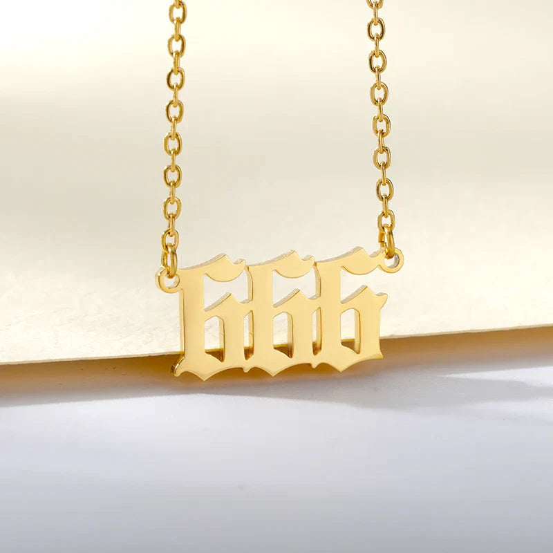 777 Angel Number Necklaces For Women Stainless Steel Couple Necklace Goth Chains Collar Choker Vintage Jewelry Aesthetic