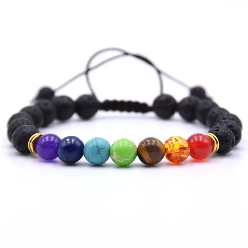 8MM Natural Stone Beaded Chain bracelets For Women Men Couple Lava Rock Healing Balance Beads Reiki Buddha Chakra Bangle Jewelry
