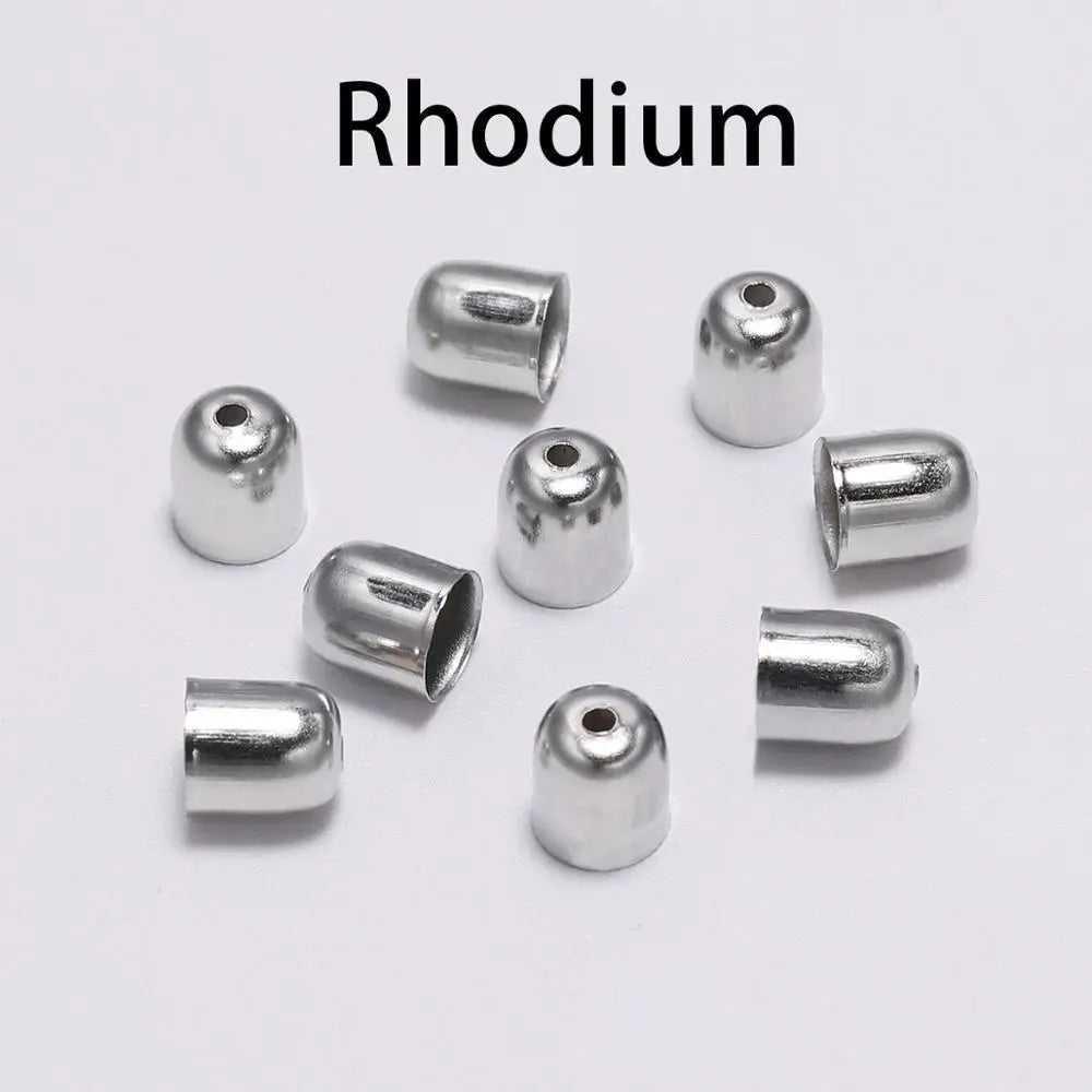 50-100pcs/lot Crimp End Caps Leather Cords End Tip Beads Caps Fit 4 -12mm Clasps For DIY Jewelry Making Findings Supplies