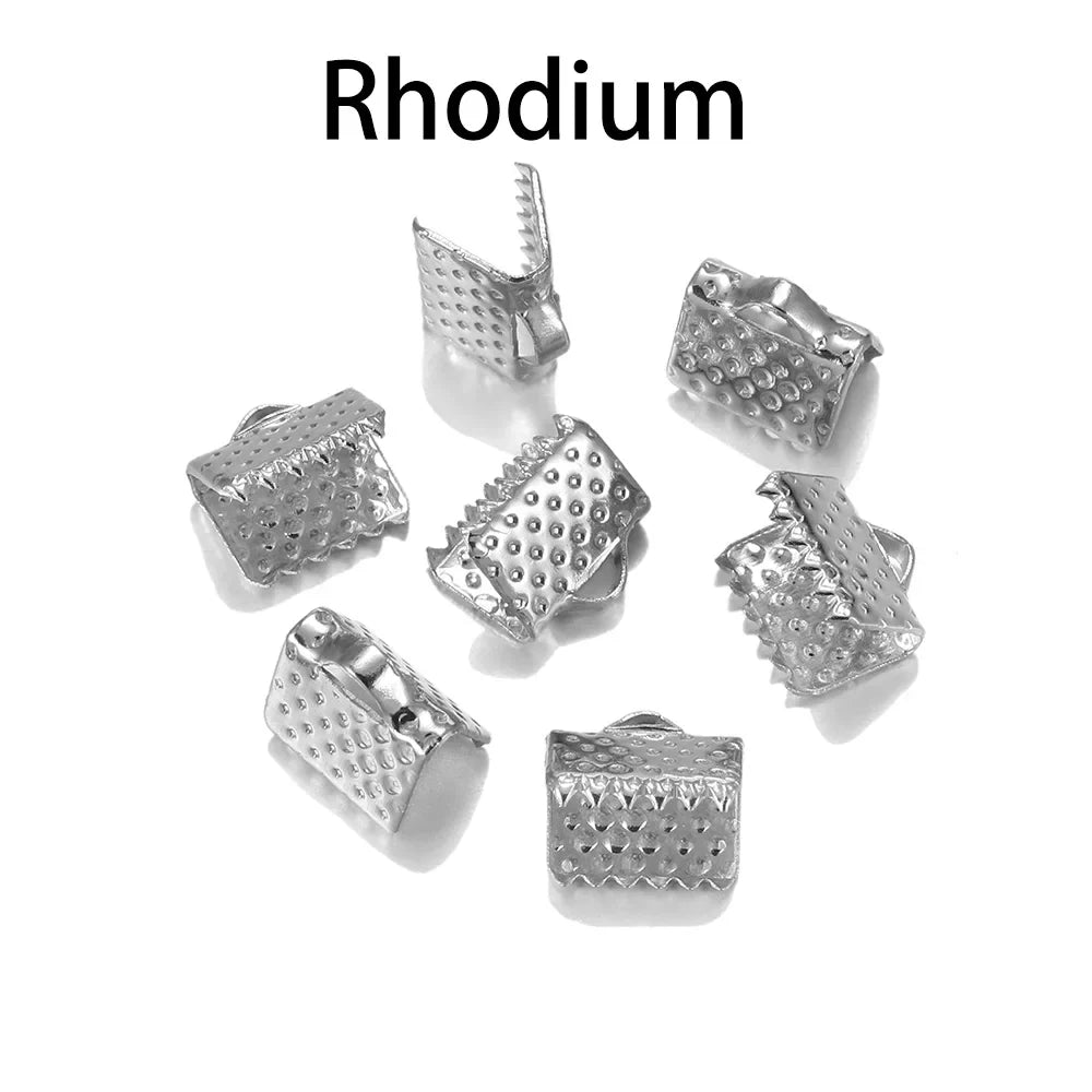50pcs/lot Crimp Beads Cove Clasps Cord Leather Clip Necklace Bracelet Connectors End Caps For DIY Jewelry Findings Supplies
