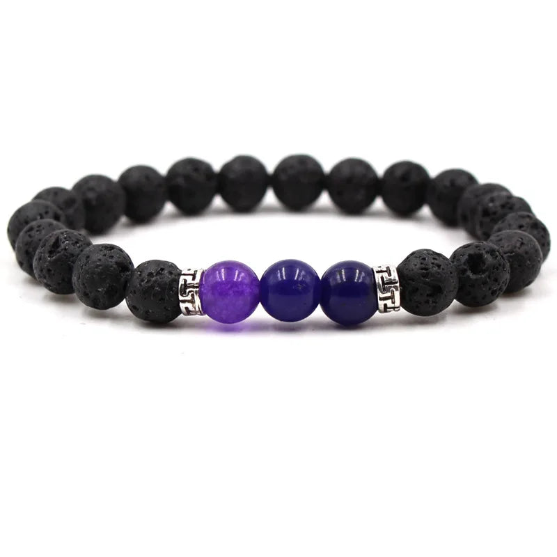 8MM Natural Stone Beaded Chain bracelets For Women Men Couple Lava Rock Healing Balance Beads Reiki Buddha Chakra Bangle Jewelry
