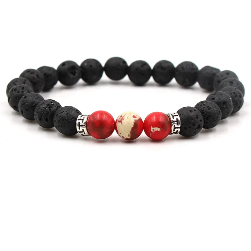 8MM Natural Stone Beaded Chain bracelets For Women Men Couple Lava Rock Healing Balance Beads Reiki Buddha Chakra Bangle Jewelry