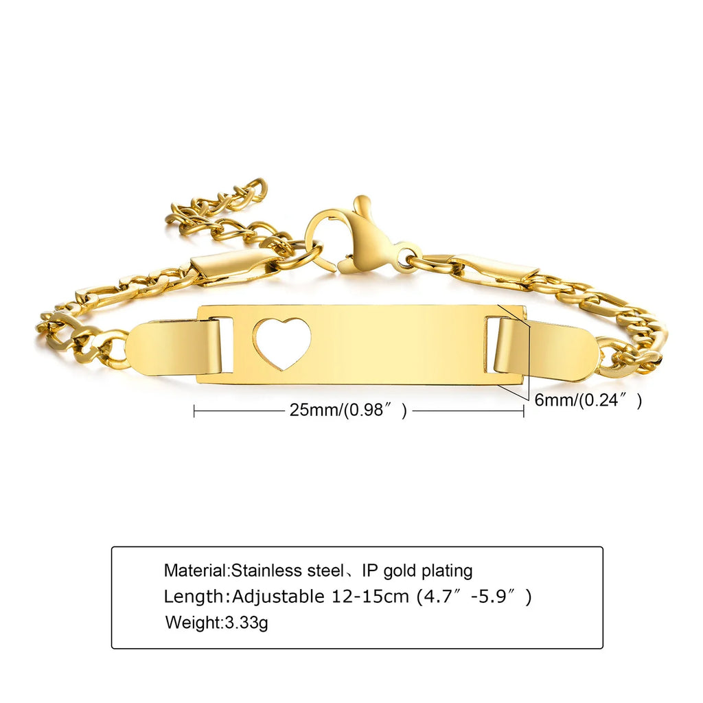 Custom Engrave Name Birth Date Bracelets,Personal Birthday Gift to Little Boy Girls , Stainless Steel Bracelet