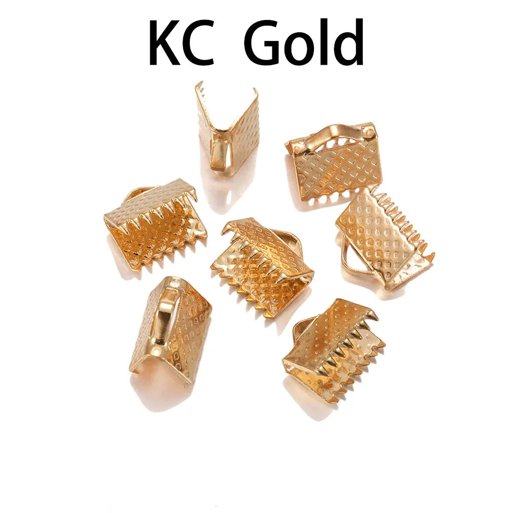 50pcs/lot Crimp Beads Cove Clasps Cord Leather Clip Necklace Bracelet Connectors End Caps For DIY Jewelry Findings Supplies