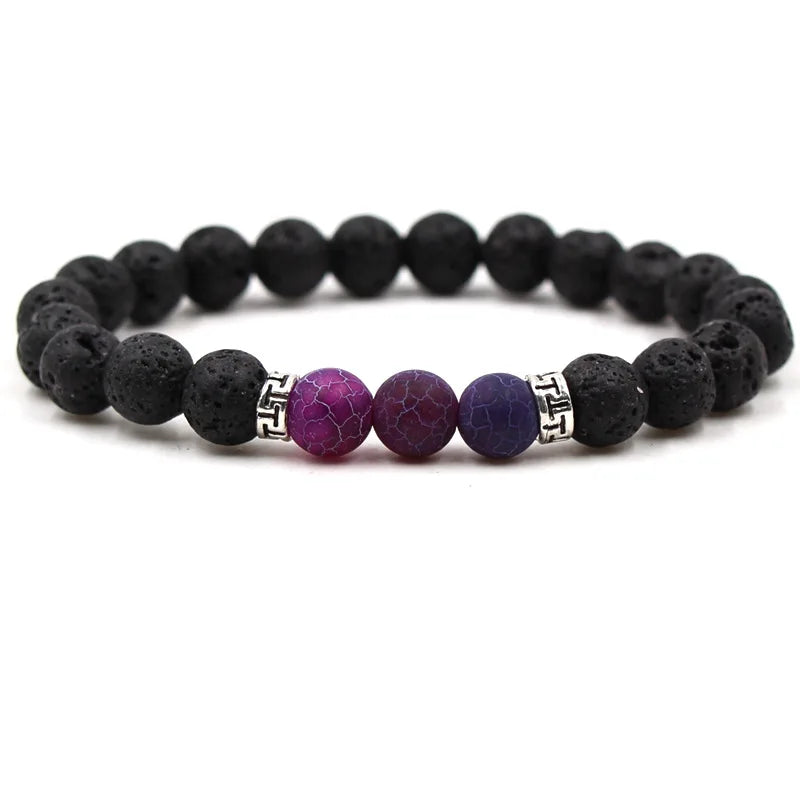 8MM Natural Stone Beaded Chain bracelets For Women Men Couple Lava Rock Healing Balance Beads Reiki Buddha Chakra Bangle Jewelry