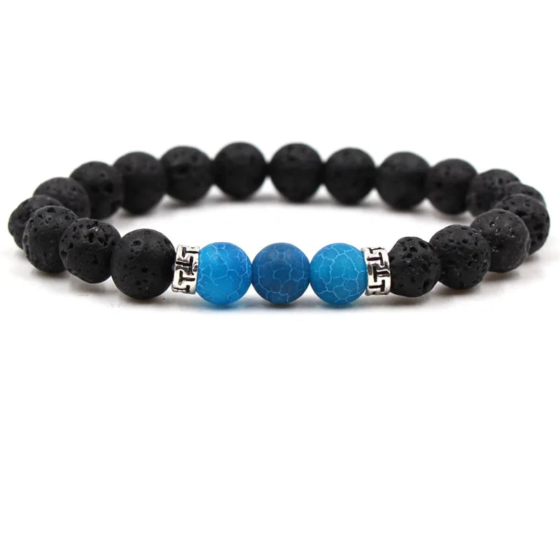 8MM Natural Stone Beaded Chain bracelets For Women Men Couple Lava Rock Healing Balance Beads Reiki Buddha Chakra Bangle Jewelry