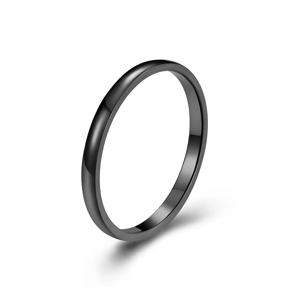 2mm Thin Stackable Ring Stainless Steel Couple Rings for Women Men Size 4-12