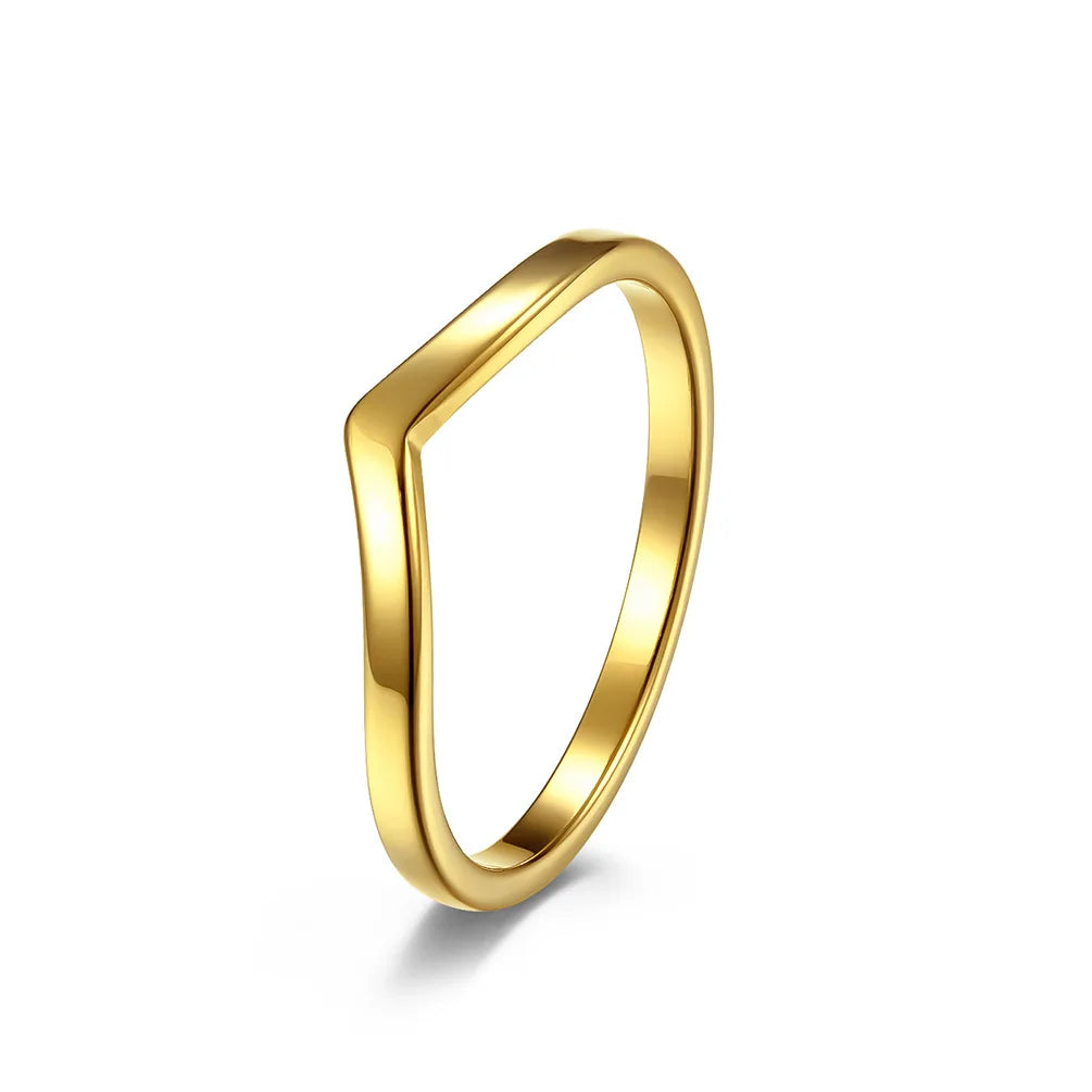 2mm Thin V Shape Stackable Ring Stainless Steel Plain Polished Band for Women Girl Size 5-10