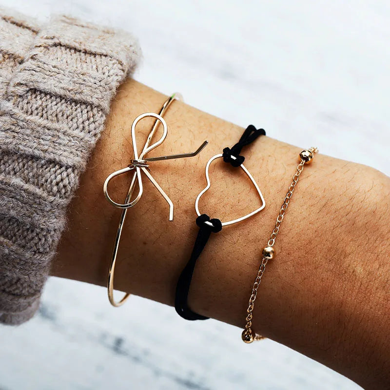 Boho Bangle For women Turtle Elephant Heart Shell Star Moon Bow Arrow Map Crystal Charm Bead Bracelet Set Bohemian Jewelry