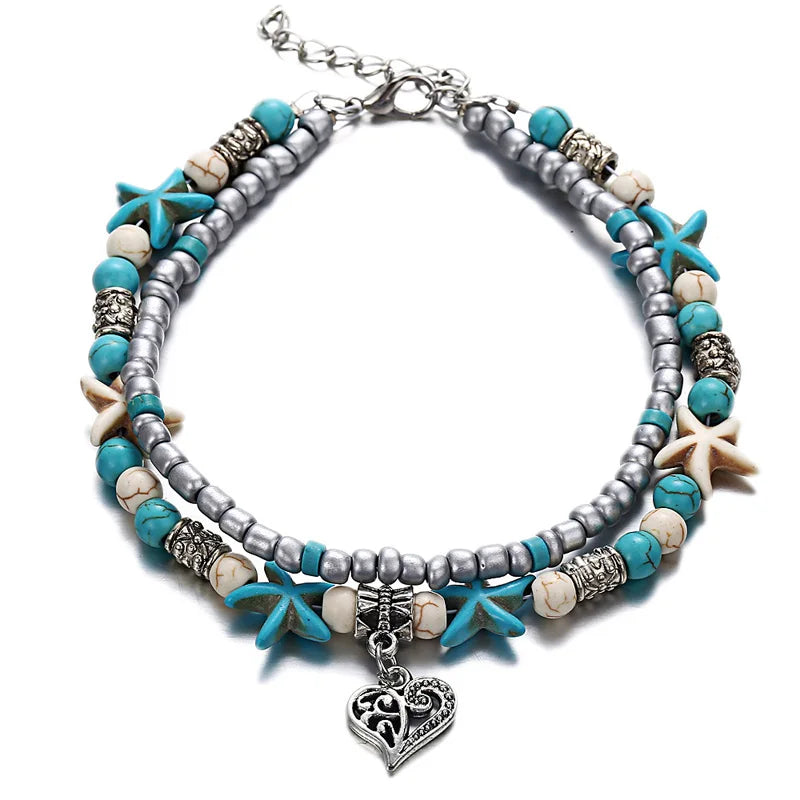 Bohemia Anklets For Women Shell Starfish Turtle Tree of Life Elephant Sandals Shoes Barefoot Beach Ankle Bracelet Foot Jewelry