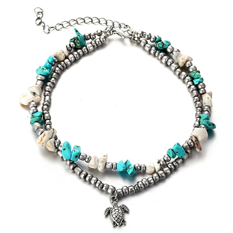 Bohemia Anklets For Women Shell Starfish Turtle Tree of Life Elephant Sandals Shoes Barefoot Beach Ankle Bracelet Foot Jewelry