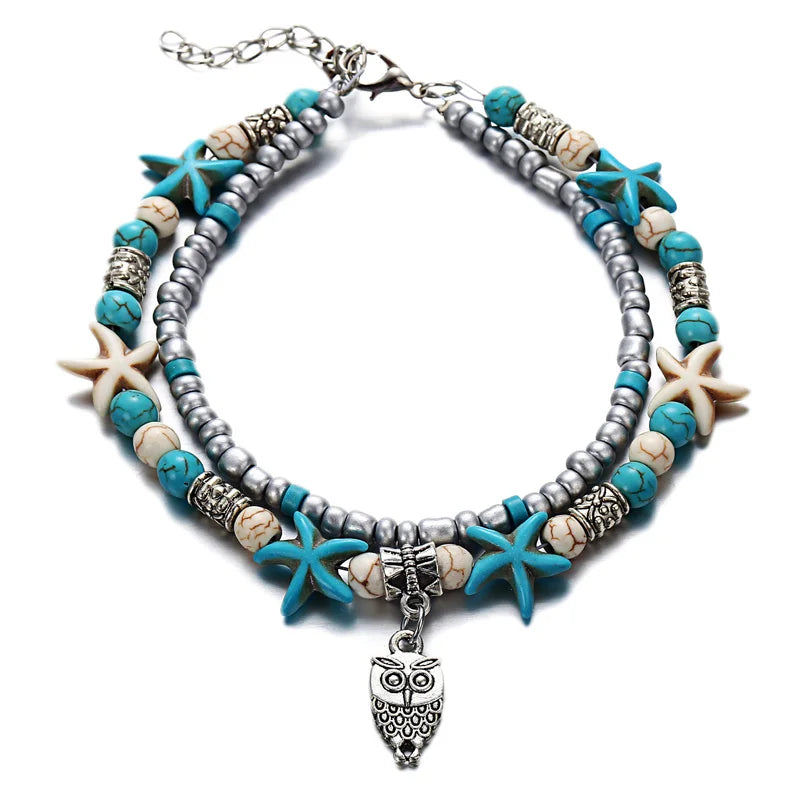 Bohemia Anklets For Women Shell Starfish Turtle Tree of Life Elephant Sandals Shoes Barefoot Beach Ankle Bracelet Foot Jewelry
