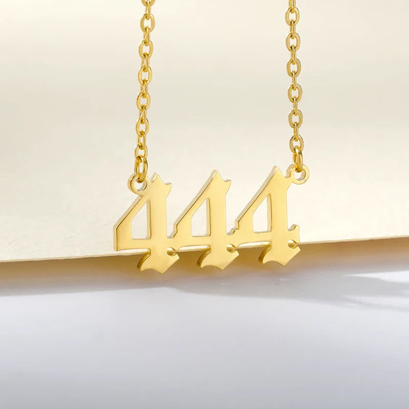 777 Angel Number Necklaces For Women Stainless Steel Couple Necklace Goth Chains Collar Choker Vintage Jewelry Aesthetic
