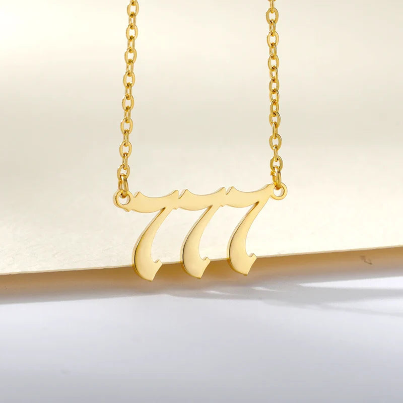 777 Angel Number Necklaces For Women Stainless Steel Couple Necklace Goth Chains Collar Choker Vintage Jewelry Aesthetic
