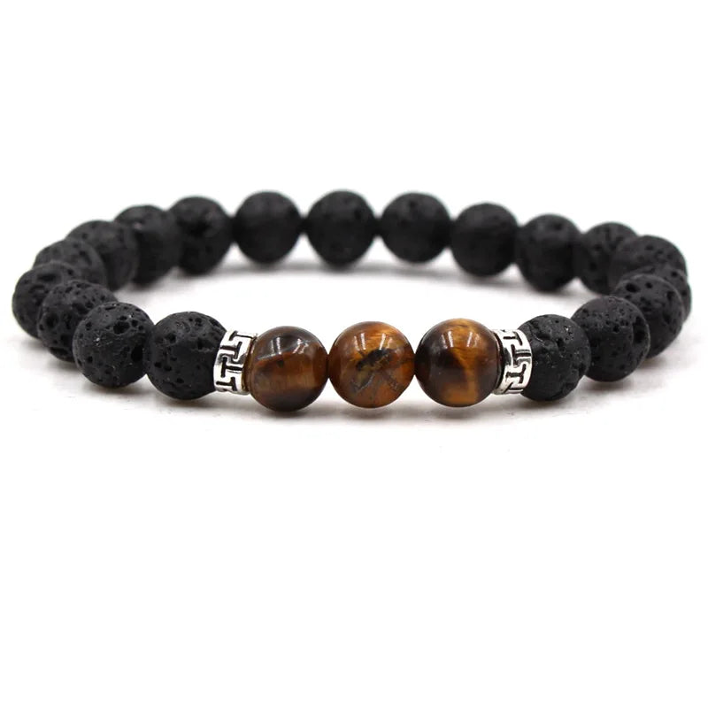 8MM Natural Stone Beaded Chain bracelets For Women Men Couple Lava Rock Healing Balance Beads Reiki Buddha Chakra Bangle Jewelry
