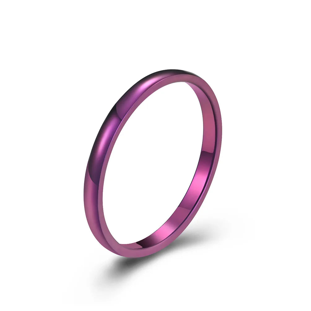 2mm Thin Stackable Ring Stainless Steel Couple Rings for Women Men Size 4-12