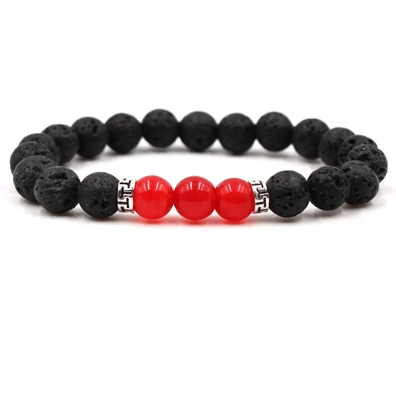 8MM Natural Stone Beaded Chain bracelets For Women Men Couple Lava Rock Healing Balance Beads Reiki Buddha Chakra Bangle Jewelry
