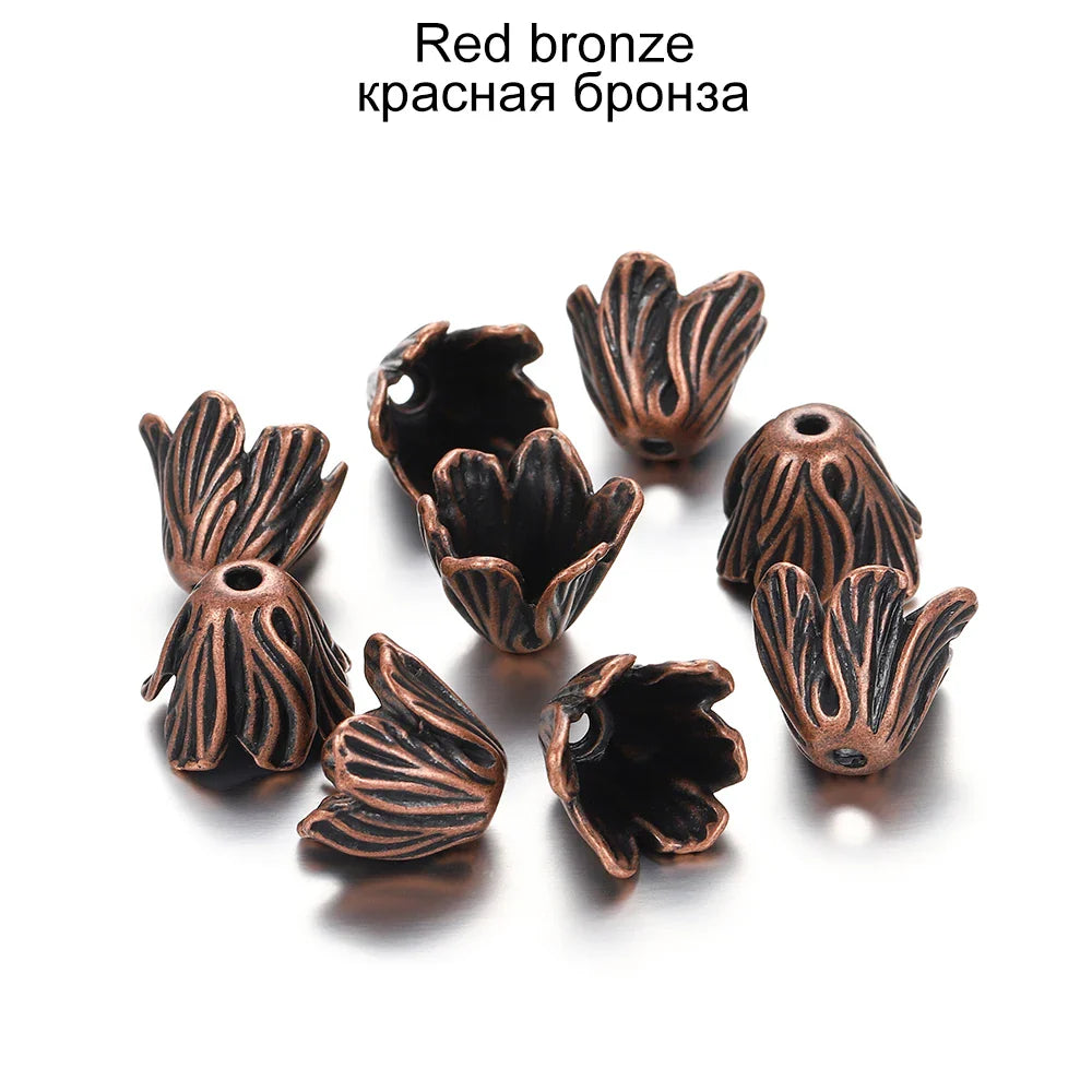 2pcs/lot Alloy Beads Caps Mixed Hollow Flower Necklace Earrings End Beads Cap Connectors For DIY Jewelry Making Accessroies
