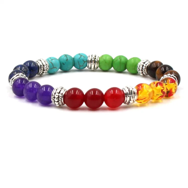 8MM Natural Stone Beaded Chain bracelets For Women Men Couple Lava Rock Healing Balance Beads Reiki Buddha Chakra Bangle Jewelry