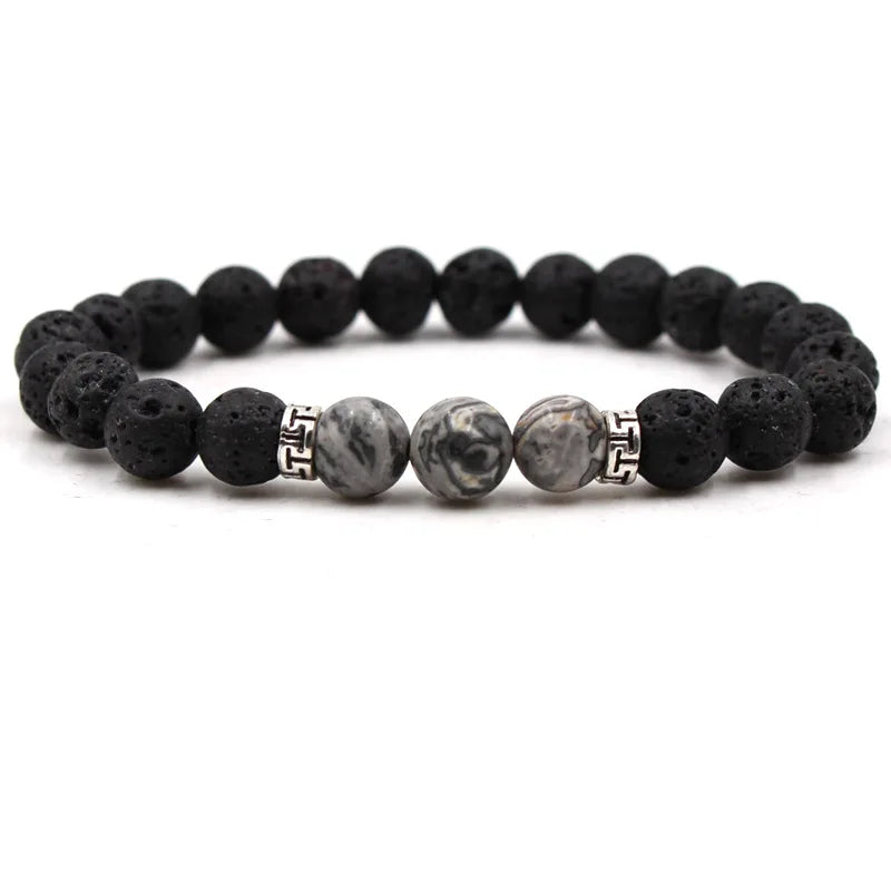 8MM Natural Stone Beaded Chain bracelets For Women Men Couple Lava Rock Healing Balance Beads Reiki Buddha Chakra Bangle Jewelry