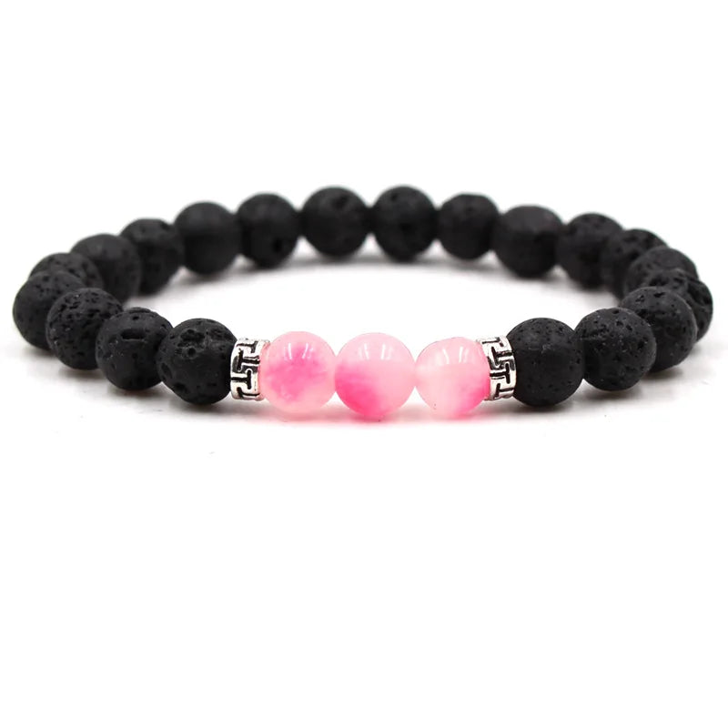 8MM Natural Stone Beaded Chain bracelets For Women Men Couple Lava Rock Healing Balance Beads Reiki Buddha Chakra Bangle Jewelry