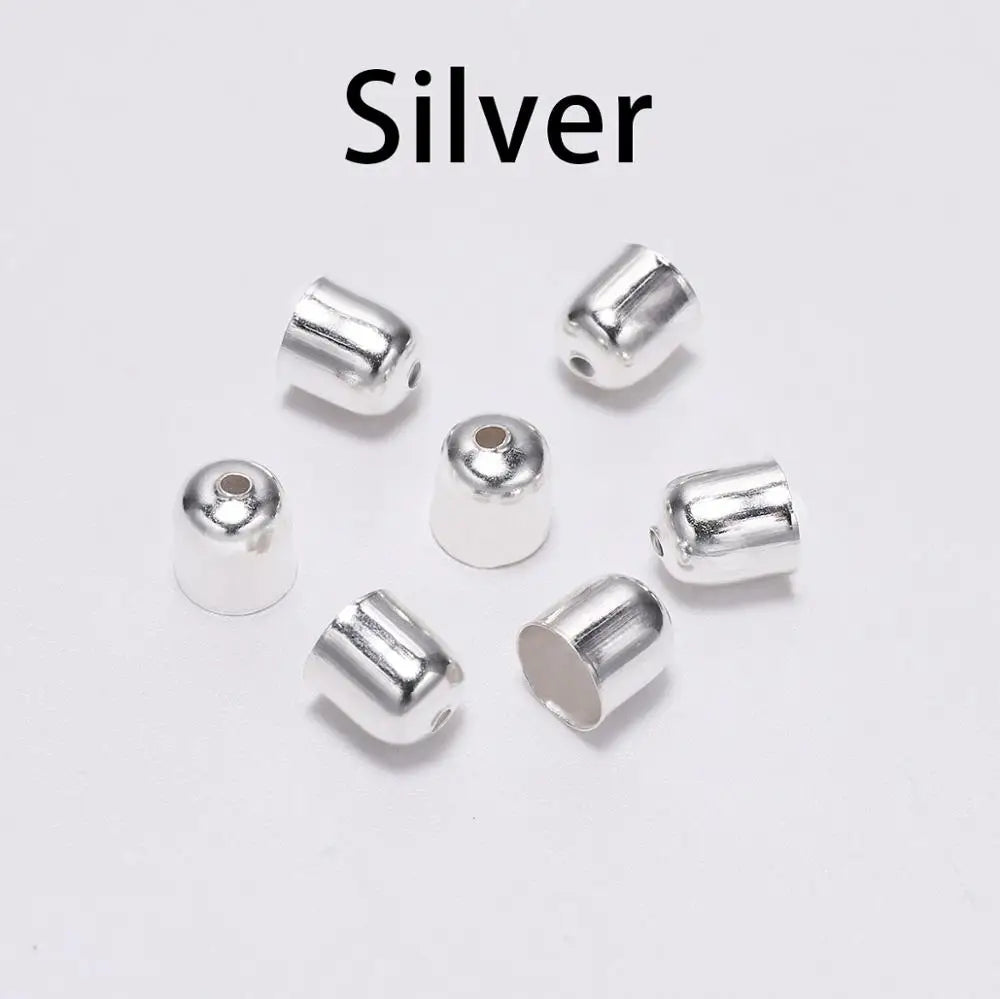 50-100pcs/lot Crimp End Caps Leather Cords End Tip Beads Caps Fit 4 -12mm Clasps For DIY Jewelry Making Findings Supplies