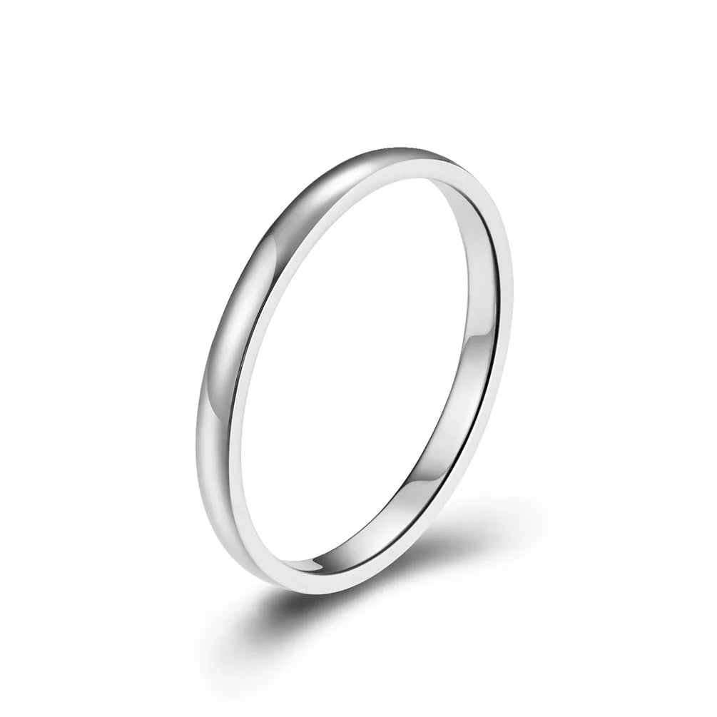 2mm Thin Stackable Ring Stainless Steel Couple Rings for Women Men Size 4-12