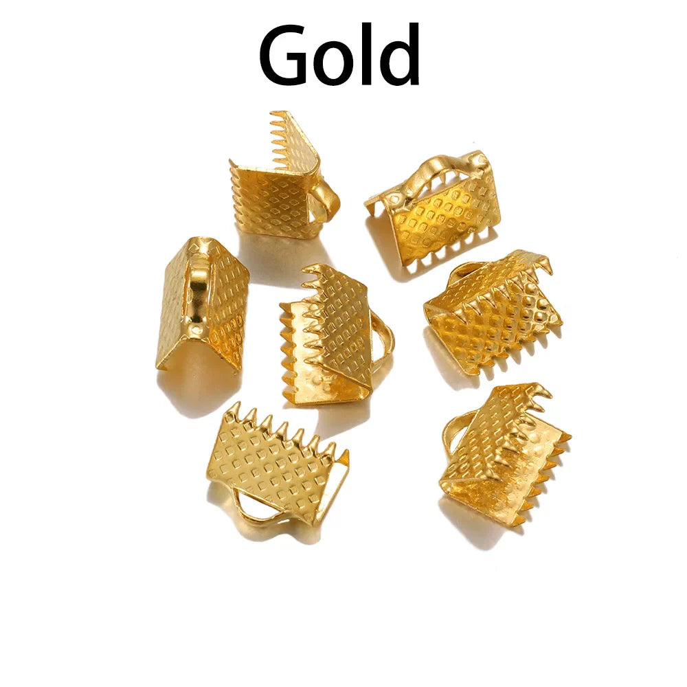 50pcs/lot Crimp Beads Cove Clasps Cord Leather Clip Necklace Bracelet Connectors End Caps For DIY Jewelry Findings Supplies
