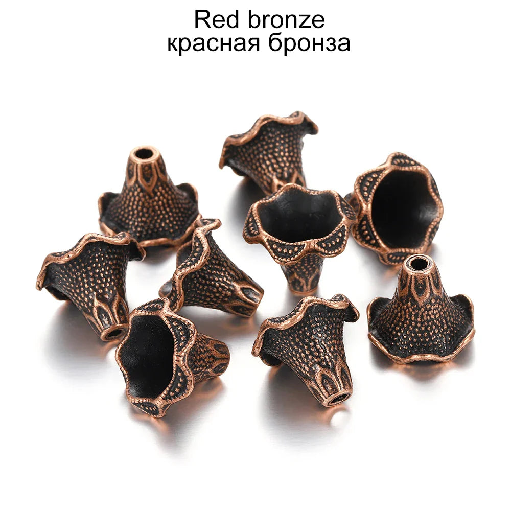 2pcs/lot Alloy Beads Caps Mixed Hollow Flower Necklace Earrings End Beads Cap Connectors For DIY Jewelry Making Accessroies