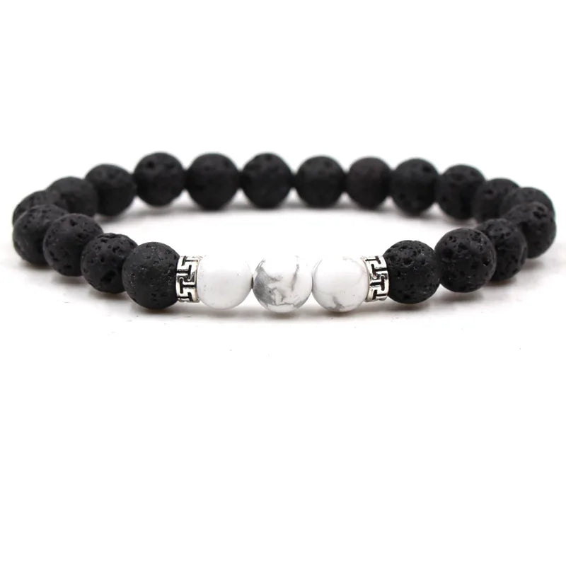 8MM Natural Stone Beaded Chain bracelets For Women Men Couple Lava Rock Healing Balance Beads Reiki Buddha Chakra Bangle Jewelry