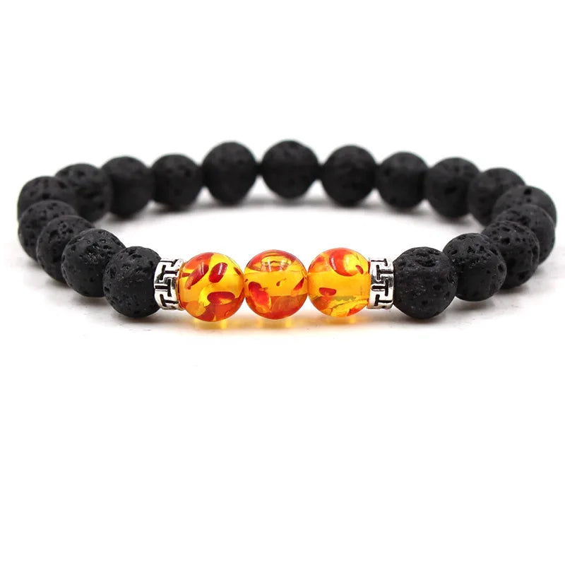 8MM Natural Stone Beaded Chain bracelets For Women Men Couple Lava Rock Healing Balance Beads Reiki Buddha Chakra Bangle Jewelry