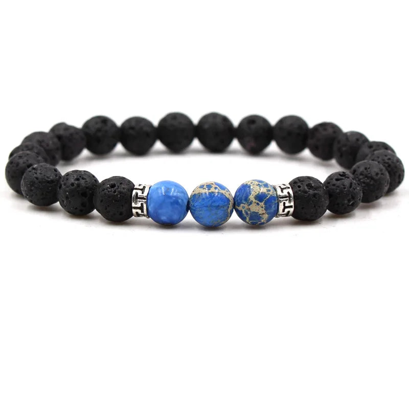 8MM Natural Stone Beaded Chain bracelets For Women Men Couple Lava Rock Healing Balance Beads Reiki Buddha Chakra Bangle Jewelry
