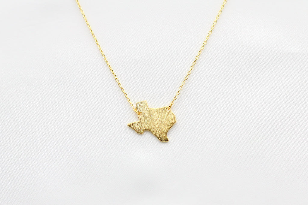 Texas State Map Necklace - Matte Polish