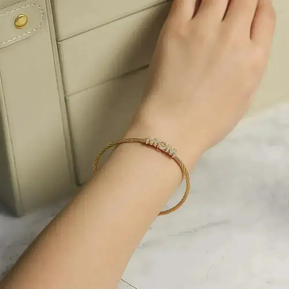 "Mom" Pave Bracelet - Hypoallergenic 316L Stainless Steel Jewelry