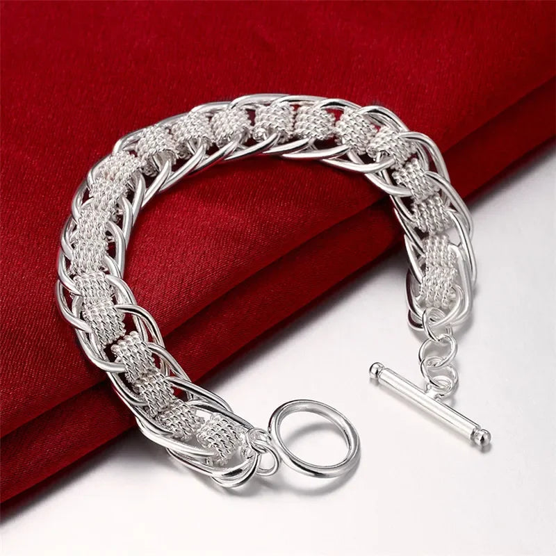 8 Inch 18K Gold Bracelet 5MM Sideways Chain Bracelet For Woman Men Fashion Wedding Engagement 925 Sterling Silver Jewelry Gifts