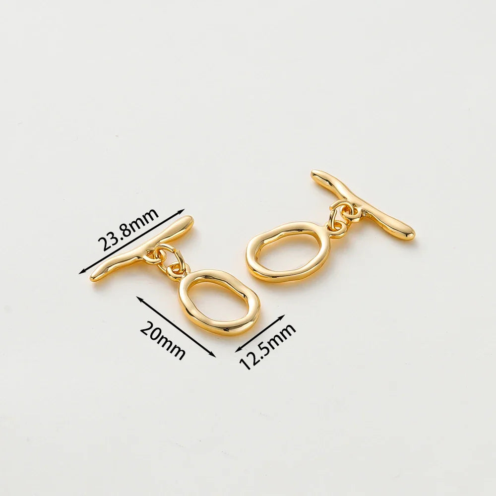 4 Sets 14K/18K Gold Color Plated Brass O Toggle Clasps Connector for DIY Bracelet Necklace Jewelry Making Findings Accessories