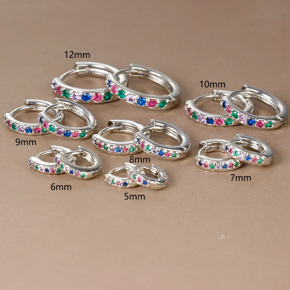 2PCS Stainless Steel Minimal Crystal Zirconia Hoop Earrings Gold Silver Color Small Huggie Cartilage Earring Piercing Jewelry