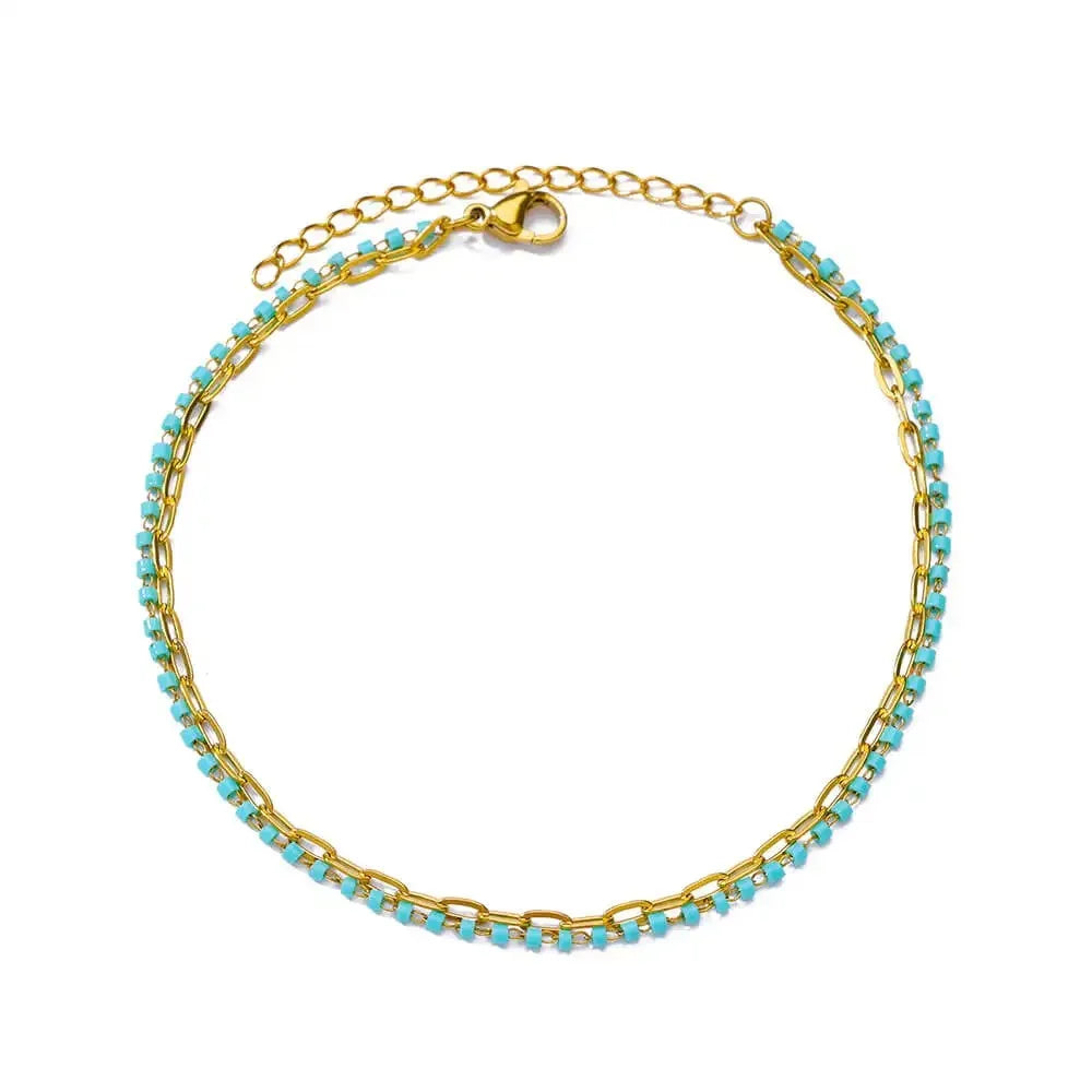 Boho Drops Anklets For Women Gold Color Stainless Steel Anklet Luxury Wedding Aesthetic Jewelry Gift