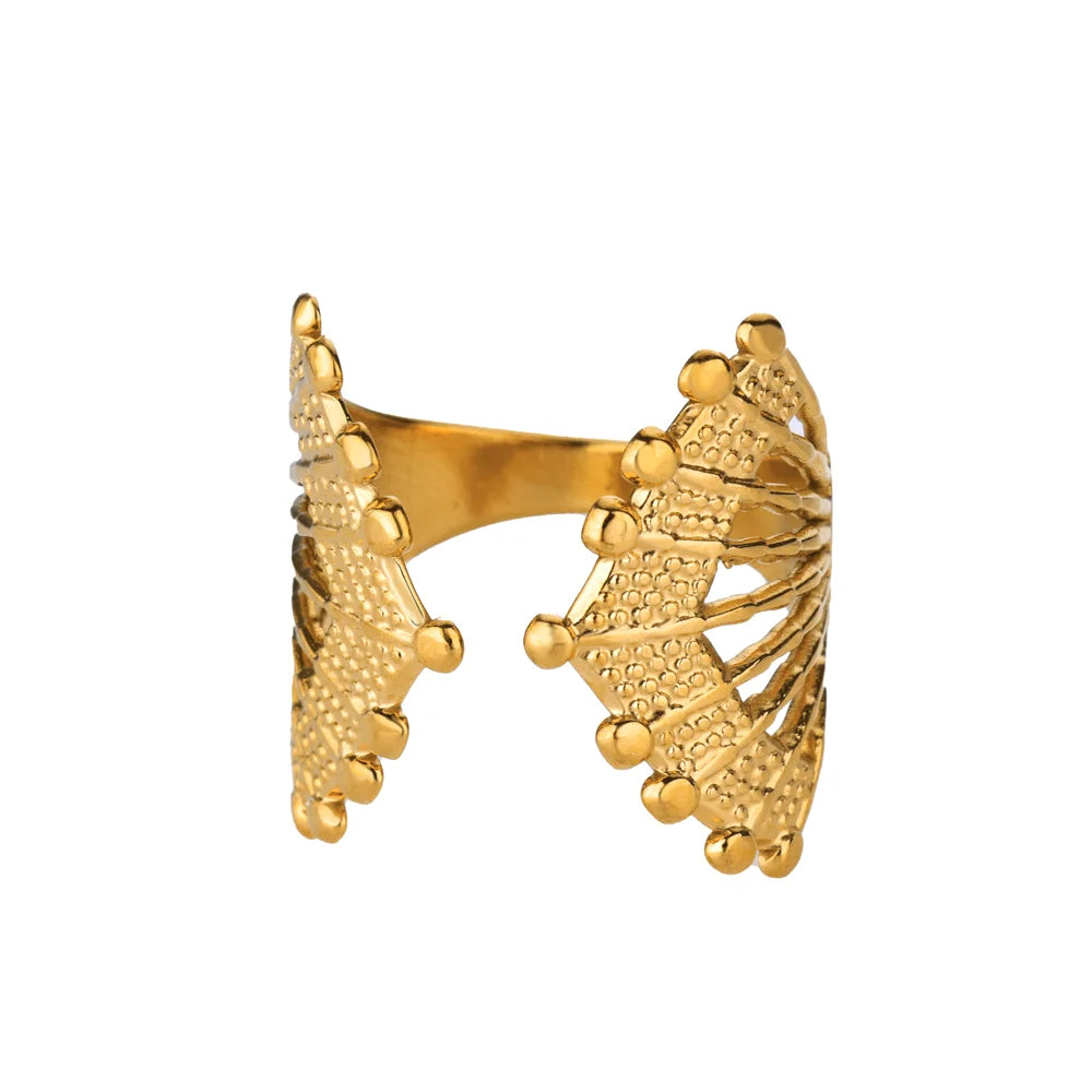 316L Stainless Steel Starfish Shell Rings for Women Gold Color Open Finger Ring Femme Trendy Summer Vacation Ocean Jewelry Gift