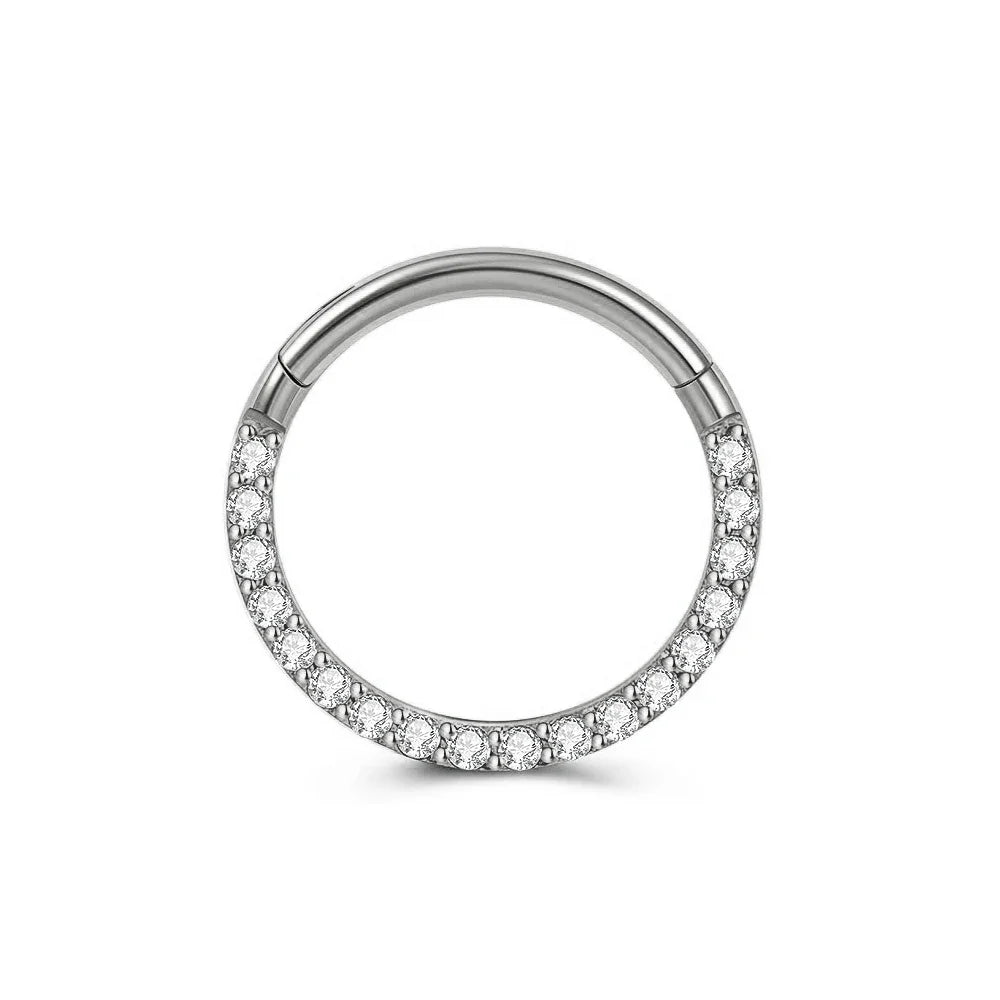 316L Surgical Steel Segment Nose Ring Zircon Septum Clicker Ear Cartilage Helix Daith Hoop Body  Piercing Jewelry