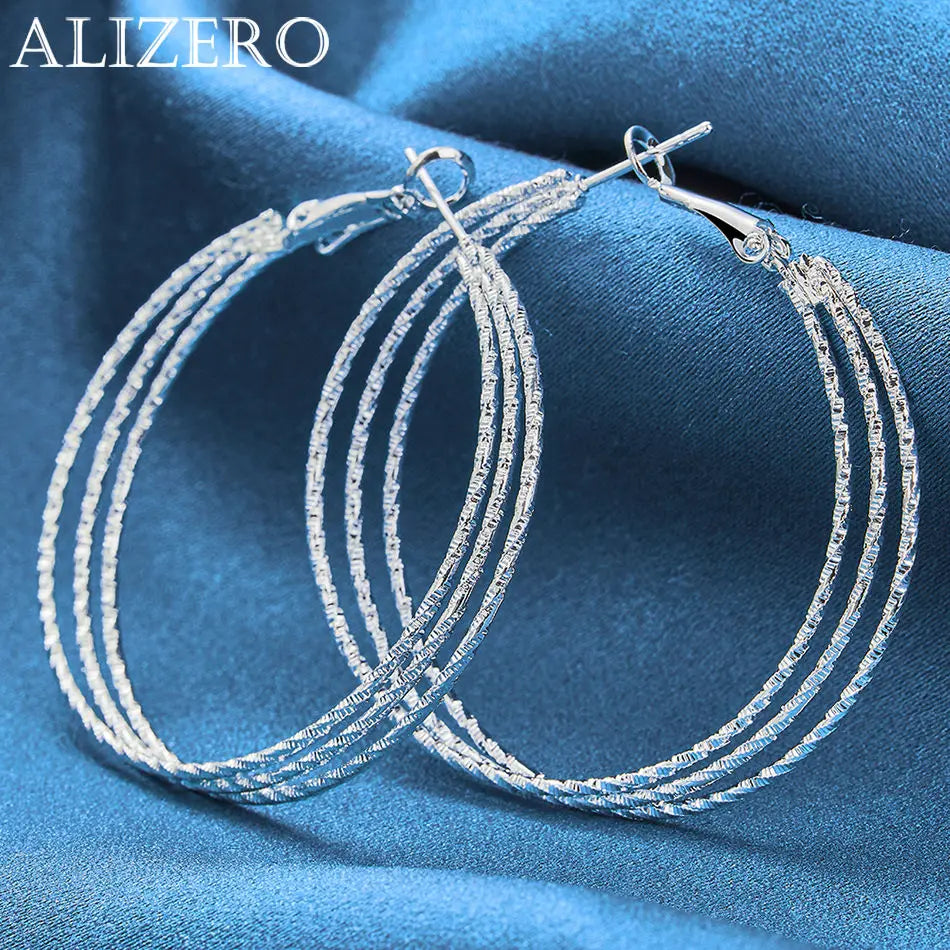 ALIZERO 925 Sterling Silver Earrings Simple Round Circle Hoop Earrings For Woman Fashion Wedding Engagement Charm Jewelry Gifts