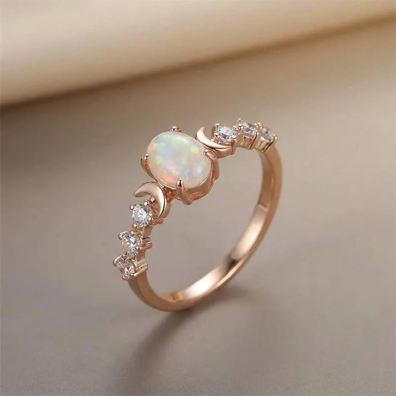 925 Sterling Silver Sparkling Zircon Vintage Oval Rings for Women Sun Moon Glowing Design Ring Party High Quality Fine Jewelry
