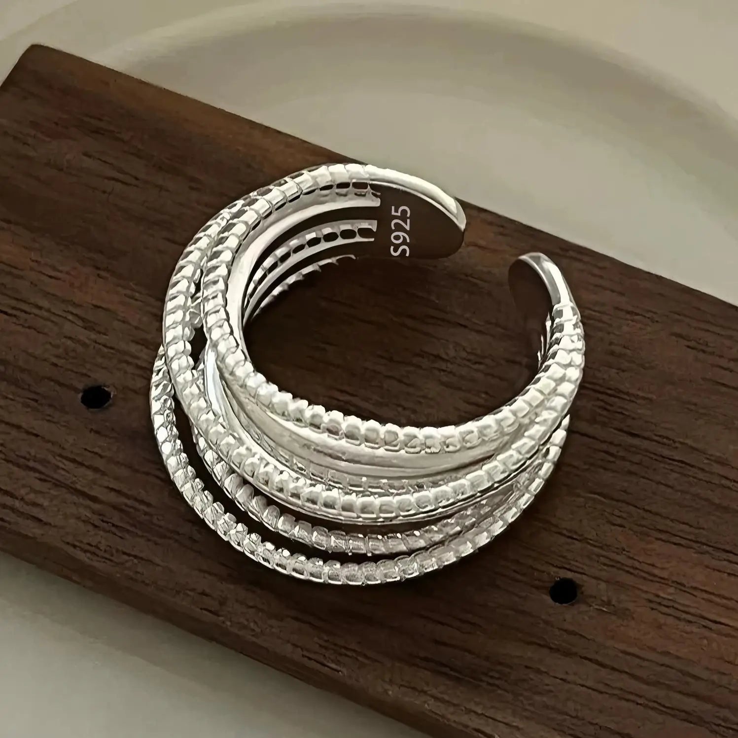 925 Sterling Silver Chain Knot Ring For Women Wrap Wide Band Rock Geometry Punk Jewelry Gift Wholesale Dropshipping