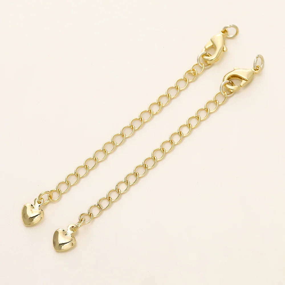 5/10pcs/Pack 14/18K Gold Color Plated Brass Various Extension Chain With Lobster Clasps for DIY Necklace Jewelry Making Findings