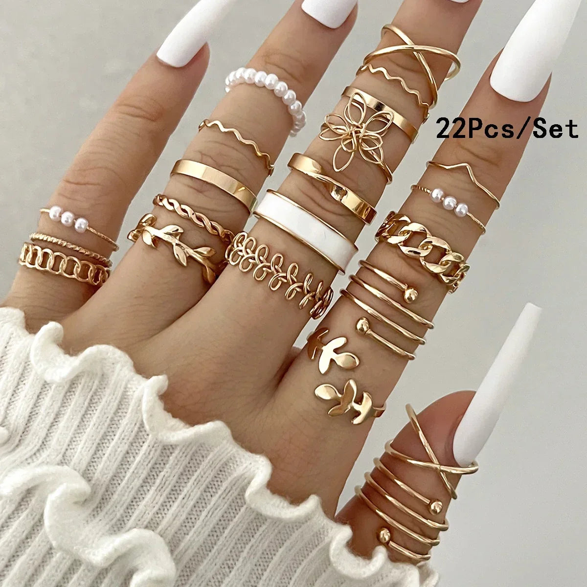 30Pcs Gold Color Knuckle Rings Set For Women Bohemian Geometric Finger Ring Girls Wedding Party Jewelry Gift