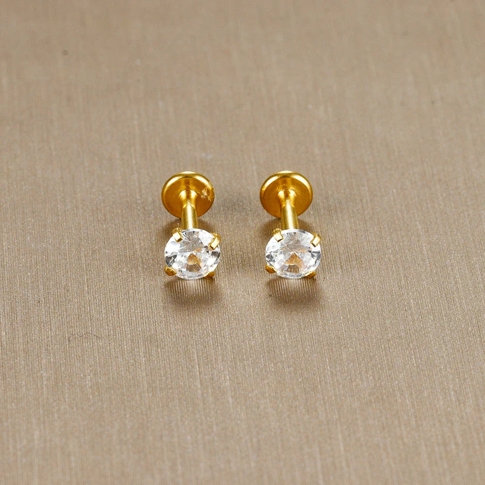 2PC Labret Tragus Stud Earrings 16G Surgical Stainless Steel CZ Crystal  Monroe Helix Cartialge Conch Medusa Lip Body Piercing
