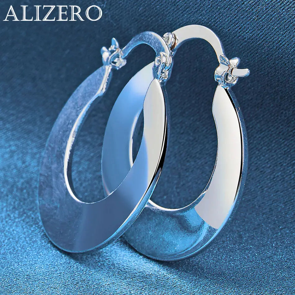 ALIZERO 925 Sterling Silver Earrings Simple Round Circle Hoop Earrings For Woman Fashion Wedding Engagement Charm Jewelry Gifts