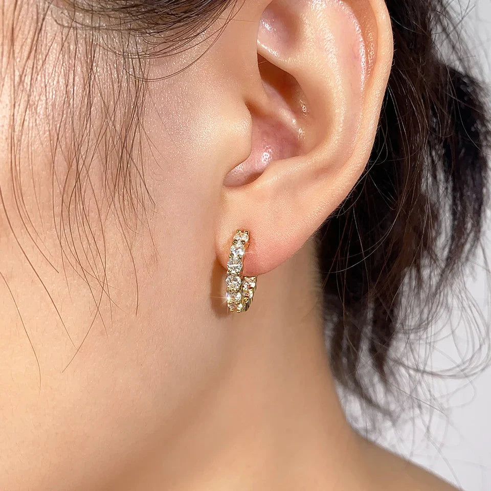 Yupsk 6pcs Shiny Zircon Ear Rings White Gold Color Huggie Cartilage Piercing Ear Cuff Tiny Earring for Women Men Jewelry Gift